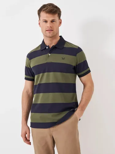 Crew Clothing Stripe Polo Shirt - Olive Green - Male