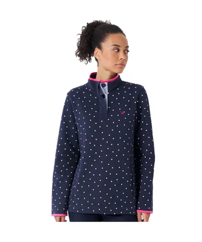 Crew Clothing Womens Half Button Printed Sweatshirt - Navy