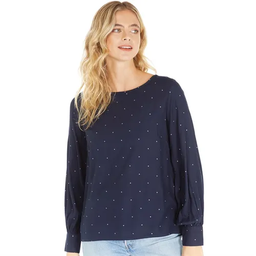 Crew Clothing Womens Long Sleeve Print Blouse Navy/Silver