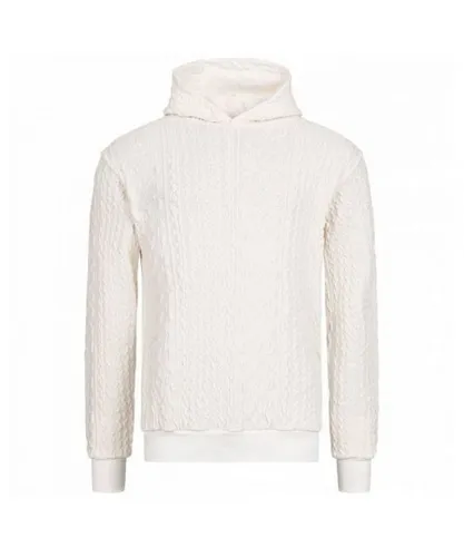 Criminal Damage Cable Knit Mens Off White Hoodie Cotton