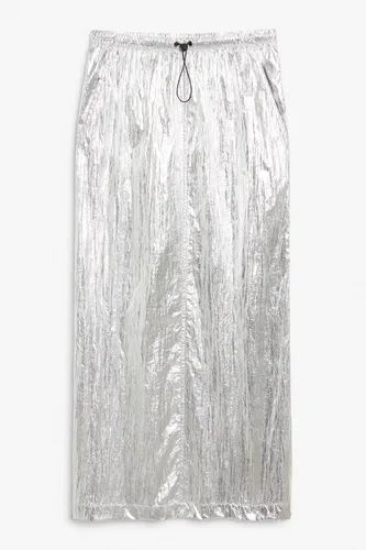 Crinkled parachute maxi skirt - Silver