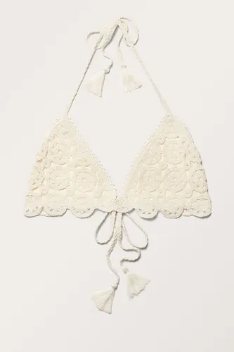 Crochet Cotton Triangle Bikini Top - White