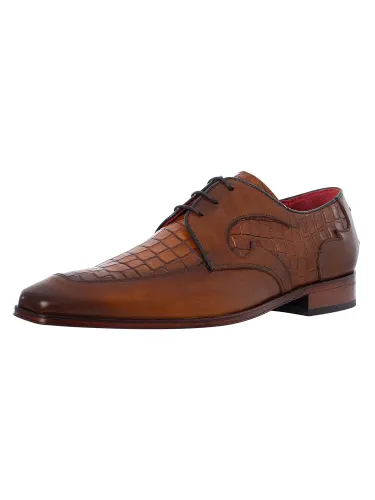 Croco Leather Derby Shoes