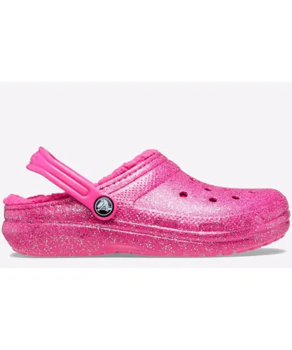 Crocs Baby Toddlers' Classic Glitter Lined Clog Infants - Pink Mixed Material