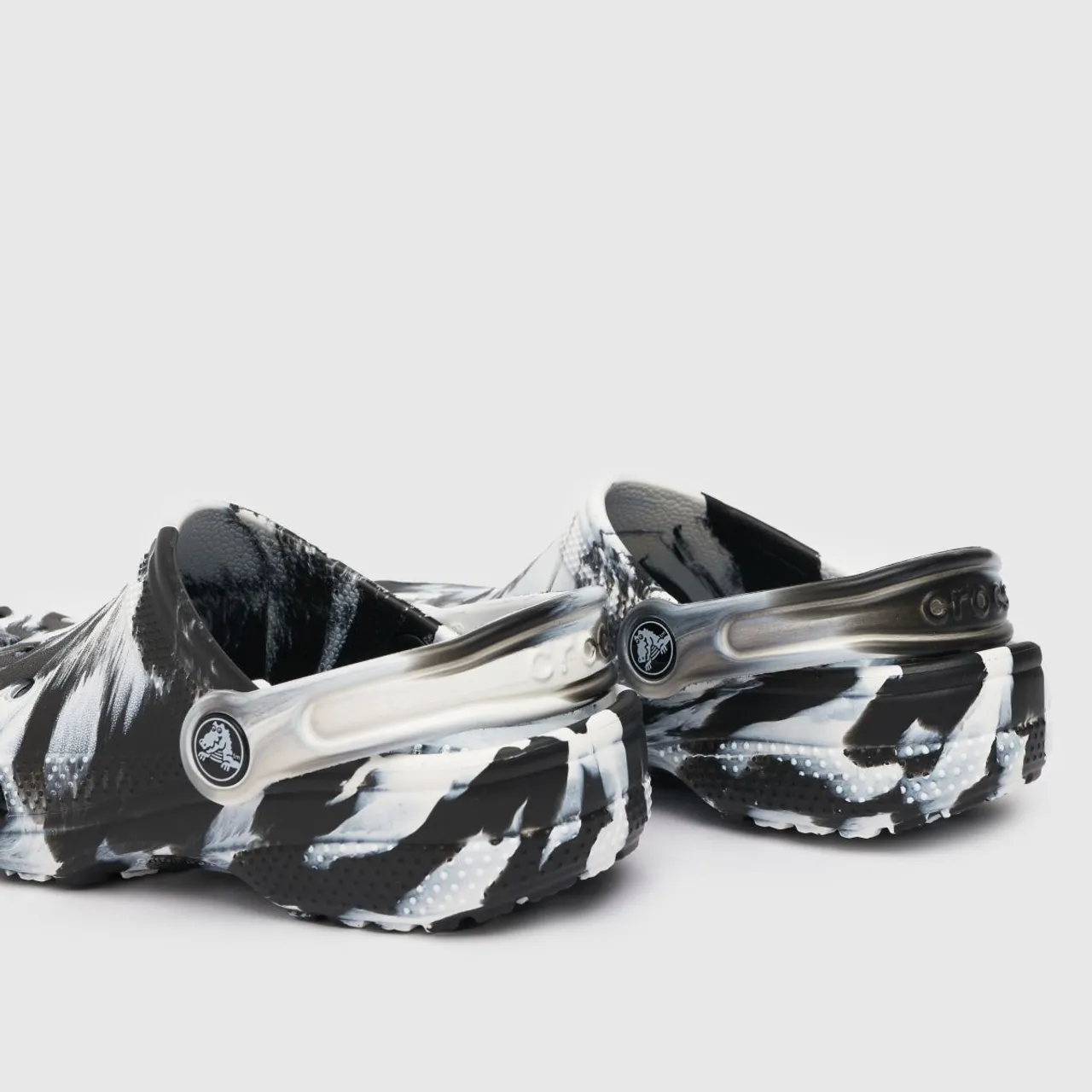 Crocs Black & White Classic Clog Marble Girls Junior Sandals