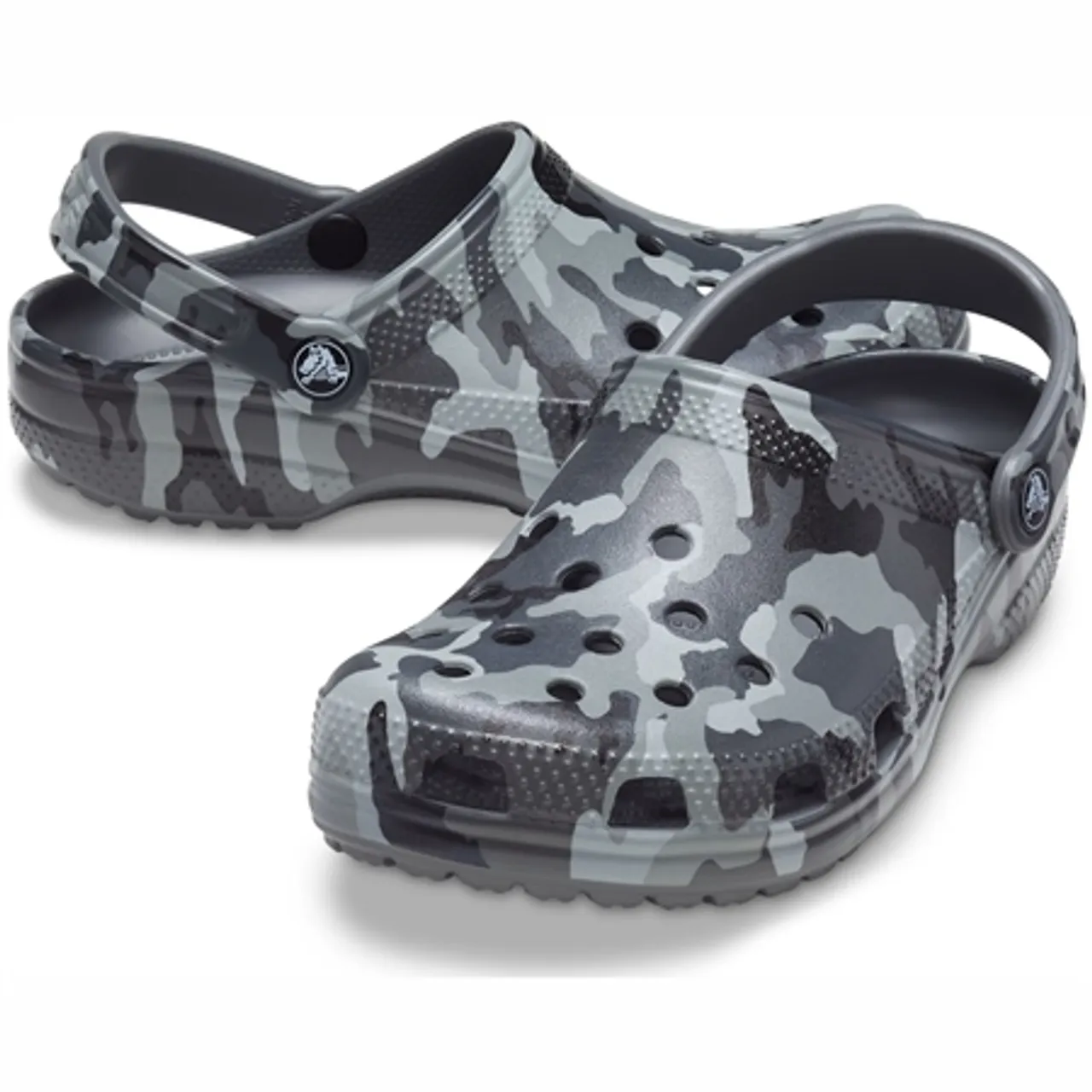 Crocs Boys Classic Camo Clogs - Black & Grey - KIDS 11 (EU 28-29)