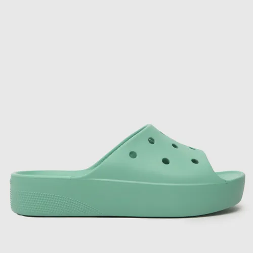 Crocs Classic Platform Slide Sandals In Light Green