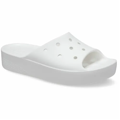 Crocs Classic Platform Sliders - White - UK 3 (EU 34-35)