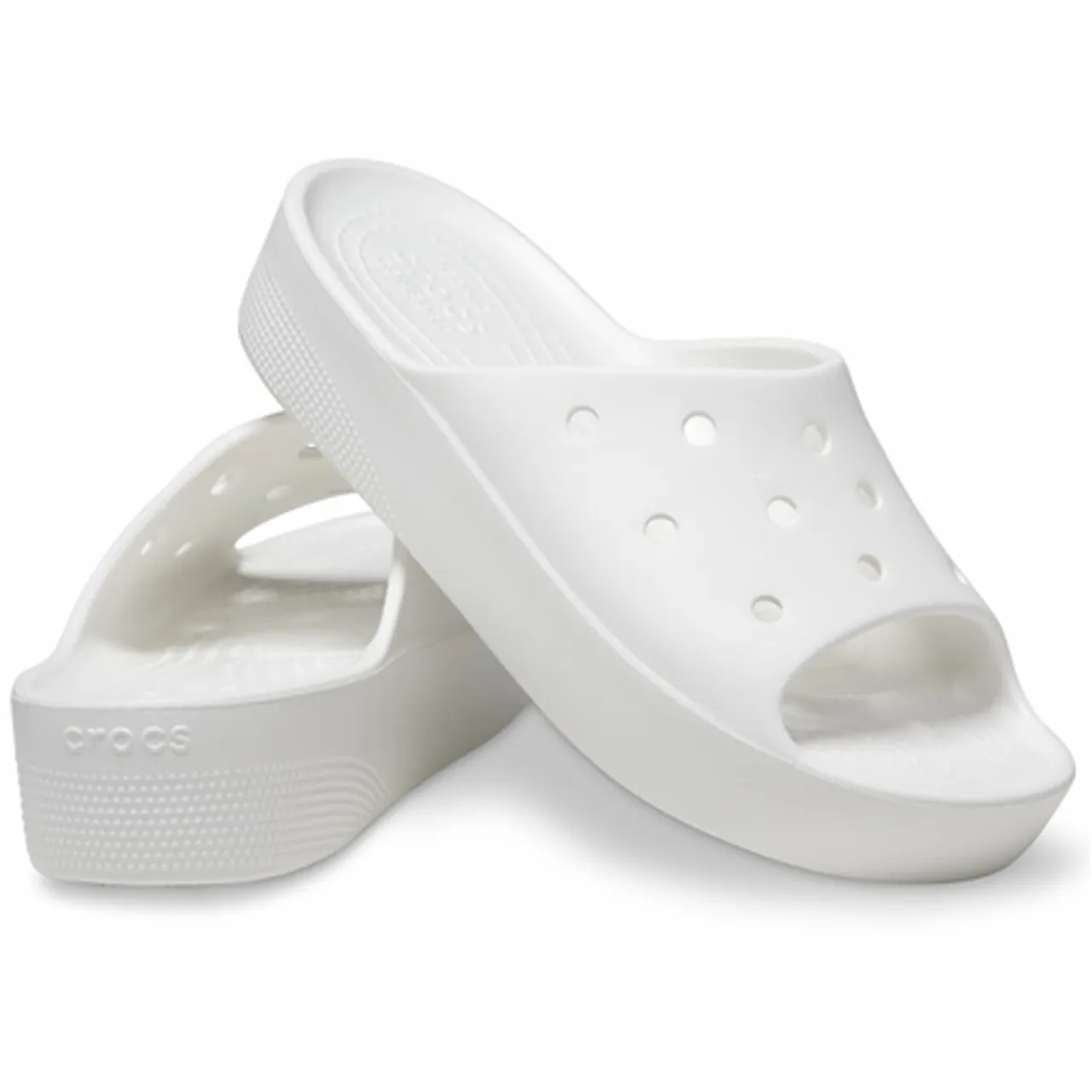 Crocs Classic Platform Sliders - White - UK 3 (EU 34-35)