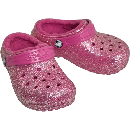 Crocs Girls Classic Lined Glitter Clogs Fuschia Fun/Multi