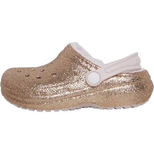 Crocs Kids Classic Lined Clogs Gold/Barely Pink