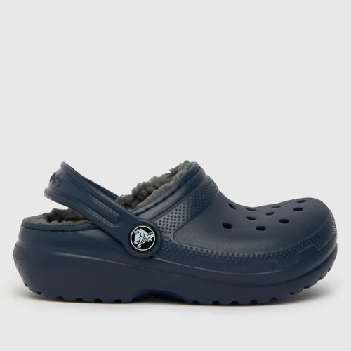 Crocs Navy & Grey Classic Lined Clog Boys Junior Sandals