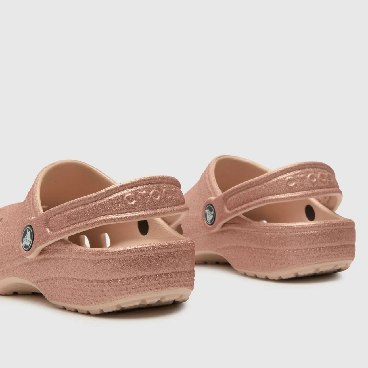 Crocs Pale Pink Classic Glitter Clog Girls Junior Sandals