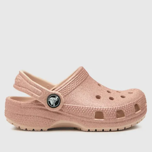 Crocs Pale Pink Classic Glitter Clog Girls Toddler Sandals