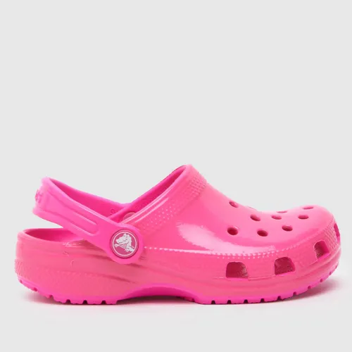 Crocs Pink Classic High Shine Clog Girls Junior Sandals