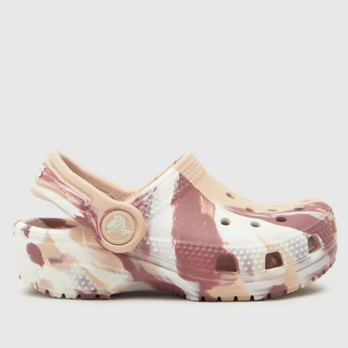 Crocs Pink Multi Classic Clog Marbled Girls Toddler Sandals