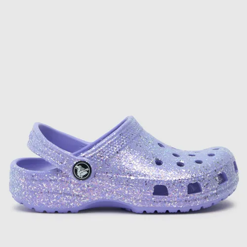 Crocs Purple Classic Glitter Clog Girls Junior Sandals