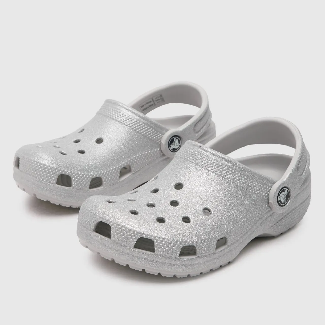 Crocs Silver Classic Glitter Clog Girls Junior Sandals