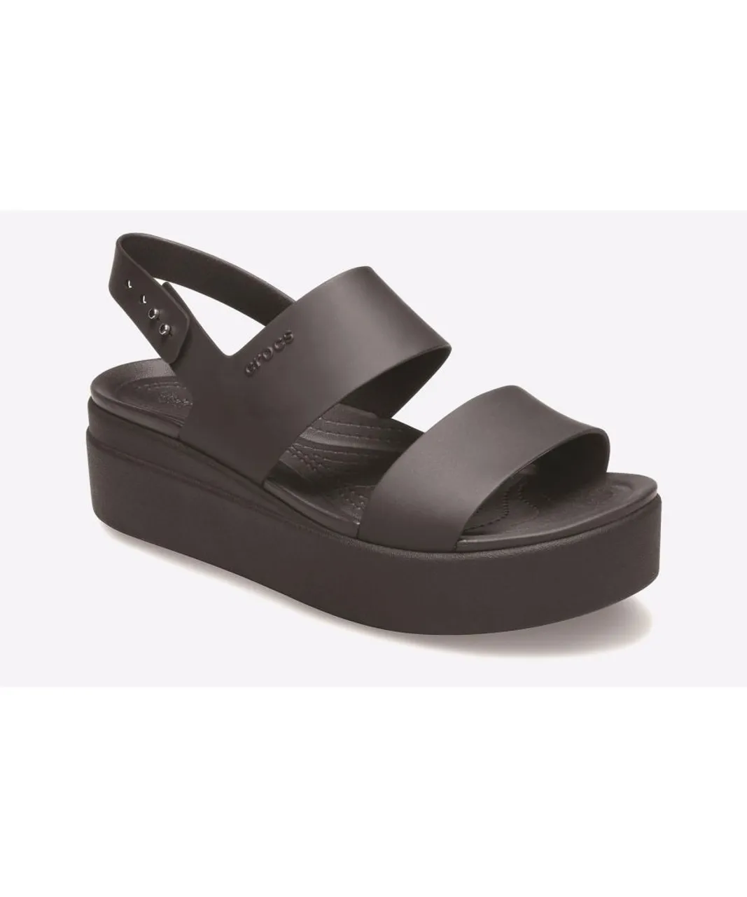 Crocs Womens Brooklyn Low Wedge Platform Sandals - Black Mixed Material