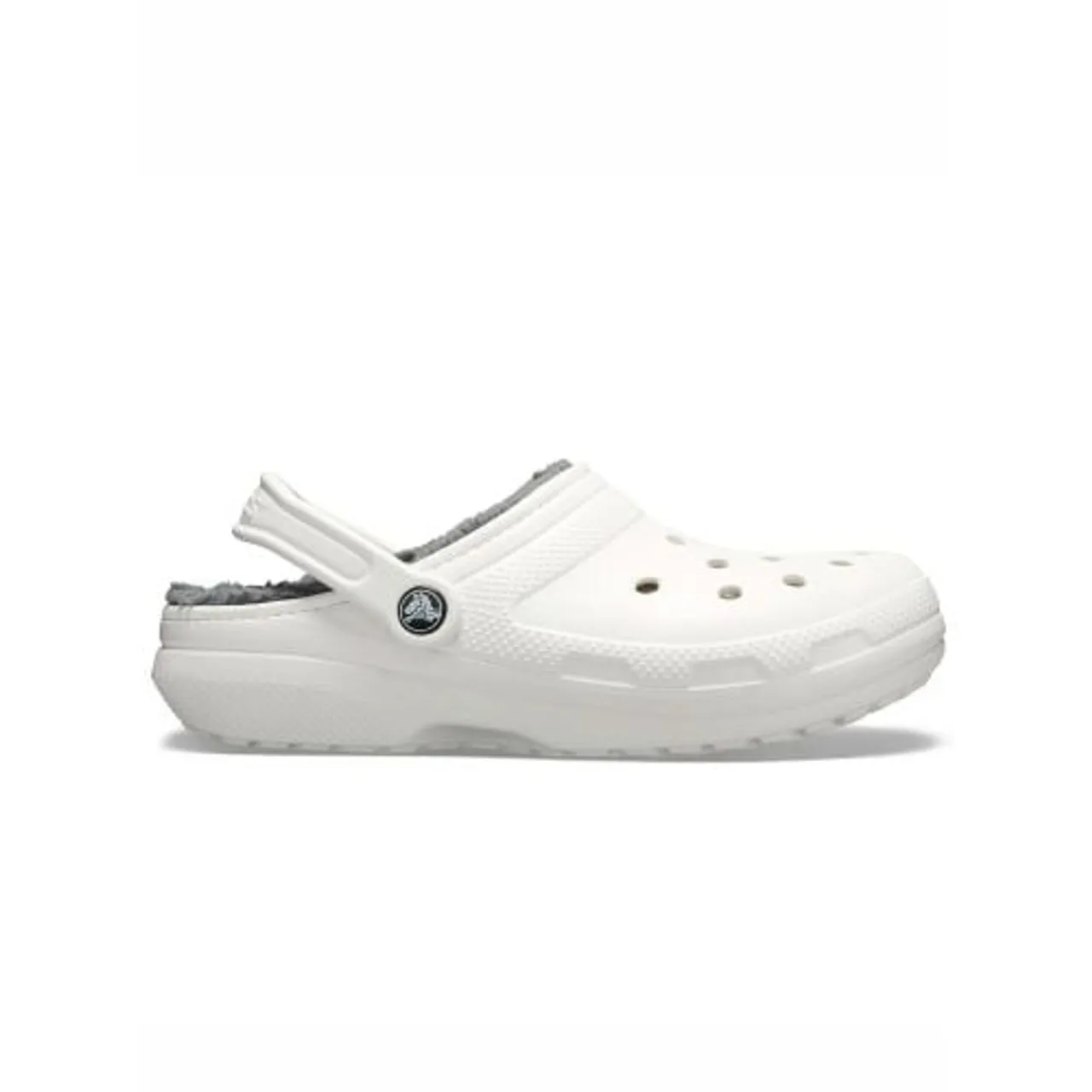 Crocs Womens White Grey Classic Lined Clog