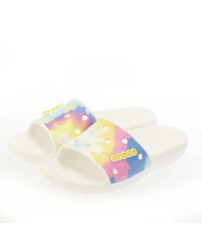 Crocs Womenss Adults Classic TieDye Slide Sandals in White