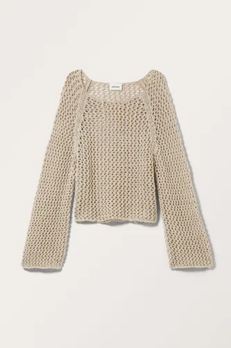 Cropped Loose-Knitted Top - Beige