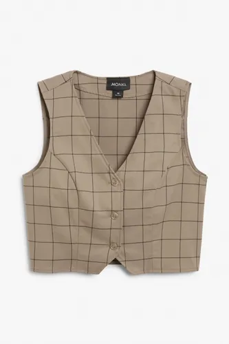 Cropped single-breasted waistcoat - Brown