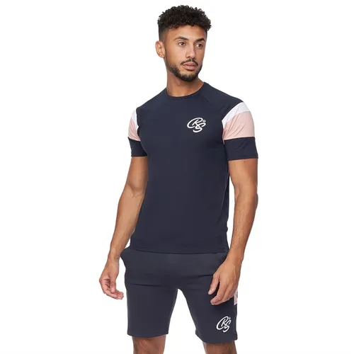 Crosshatch Mens Cremland T-Shirt And Shorts Set Navy/Pink