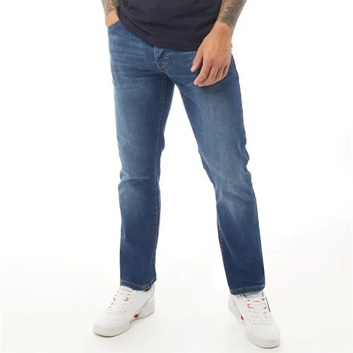 Crosshatch Mens Princed Straight Fit Jeans Stone Wash