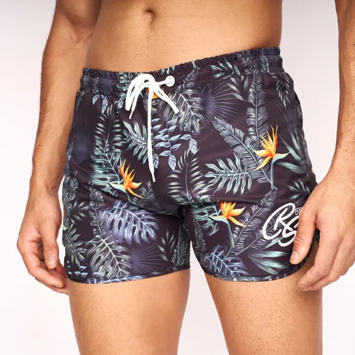Crosshatch Mens Rainforest Swim Shorts - L / Black Floral