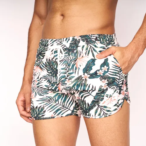 Crosshatch Mens Rainforest Swim Shorts - L / Off White Floral