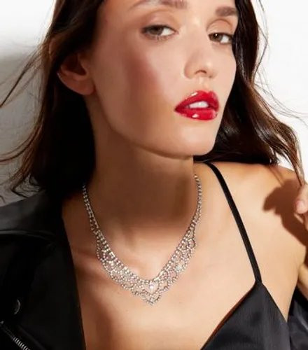 Crystal Diamanté Scallop Necklace New Look