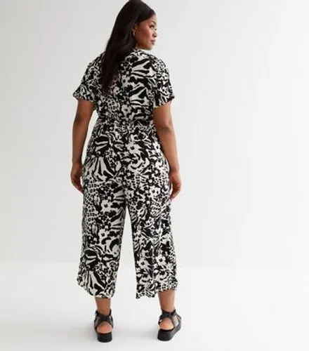 Curves Black Animal Print Crop Jumpsuit New Look