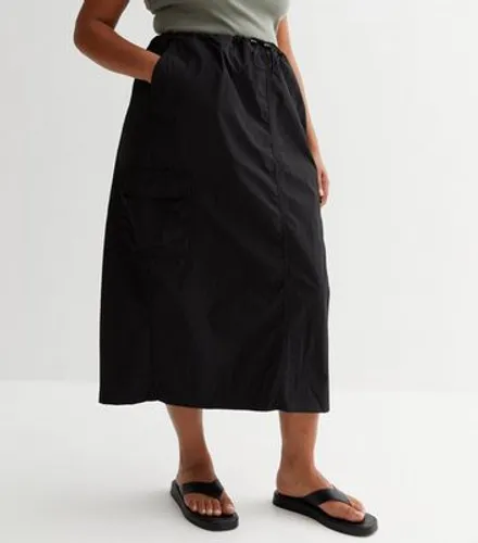 Curves Black Parachute Midaxi Skirt New Look