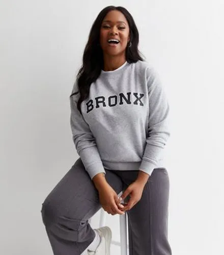 Curves Grey Marl Bronx Logo Sweatshirt New Look