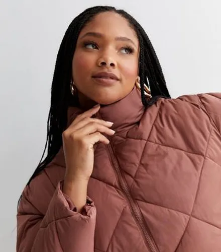 Curves Mid Pink Quilted Boxy Puffer Jacket New Look