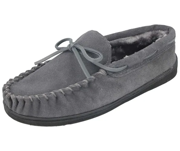 Cushion Walk Mens Real Suede Leather Moccasin Slippers Size