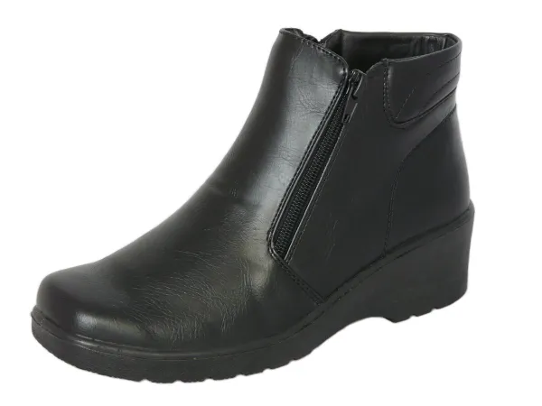 Cushion Walk Women's Black Low Wedge Ankle Boots with