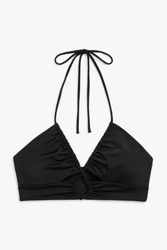 Cut-out halter bikini top - Black
