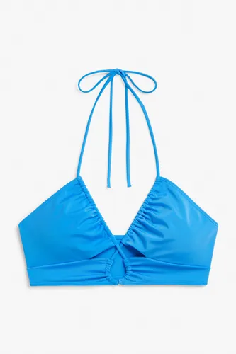 Cut-out halter bikini top - Blue