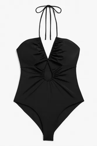 Cut out halter swimsuit - Black