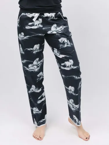 Cyberjammies Atlas Arctic Fox Print Pyjama Bottoms, Charcoal/White - Charcoal/White - Female