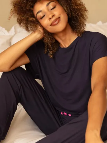 Cyberjammies Avery Jersey Short Sleeve Slouch Pyjama Top - Navy - Female