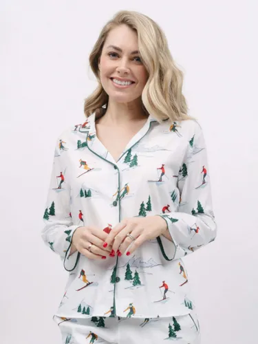 Cyberjammies Whistler Ski Print Pyjama Top, White/Multi - White/Multi - Female
