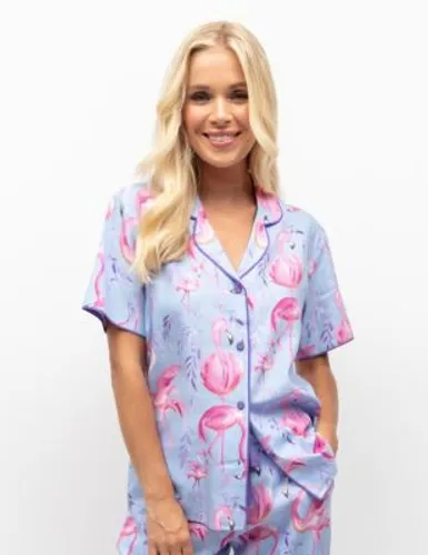 Cyberjammies Womens Cotton Modal Flamingo Pyjama Top - 20 - Light Blue Mix, Light Blue Mix