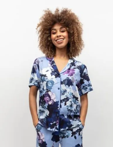 Cyberjammies Womens Cotton Modal Floral Pyjama Top - 8 - Blue Mix, Blue Mix