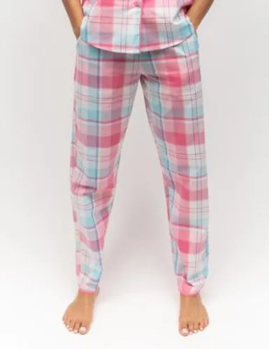 Cyberjammies Womens Cotton Rich Checked Pyjama Bottoms - 10 - Pink, Pink
