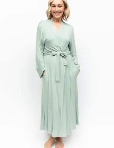 Cyberjammies Womens Jersey Lace Trim Dressing Gown - 16 - Light Green, Light Green