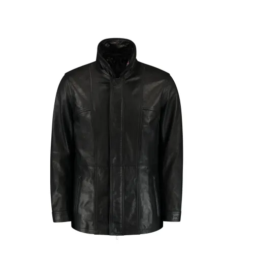 Cycas D’or , Buffalo Leather Parka ,Black male, Sizes:
