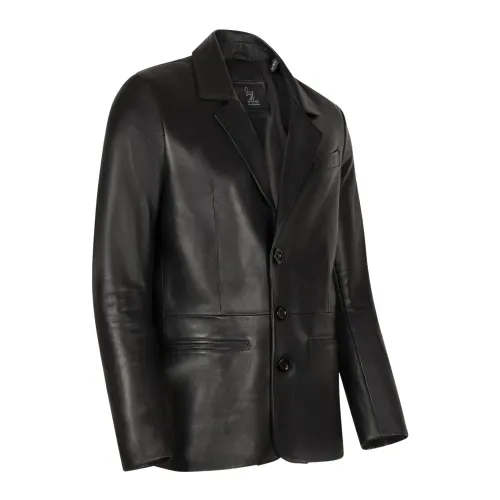 Cycas D’or , Hype Leather Blazer 2.0 - Black - Silk Lining Edition ,Black male, Sizes: